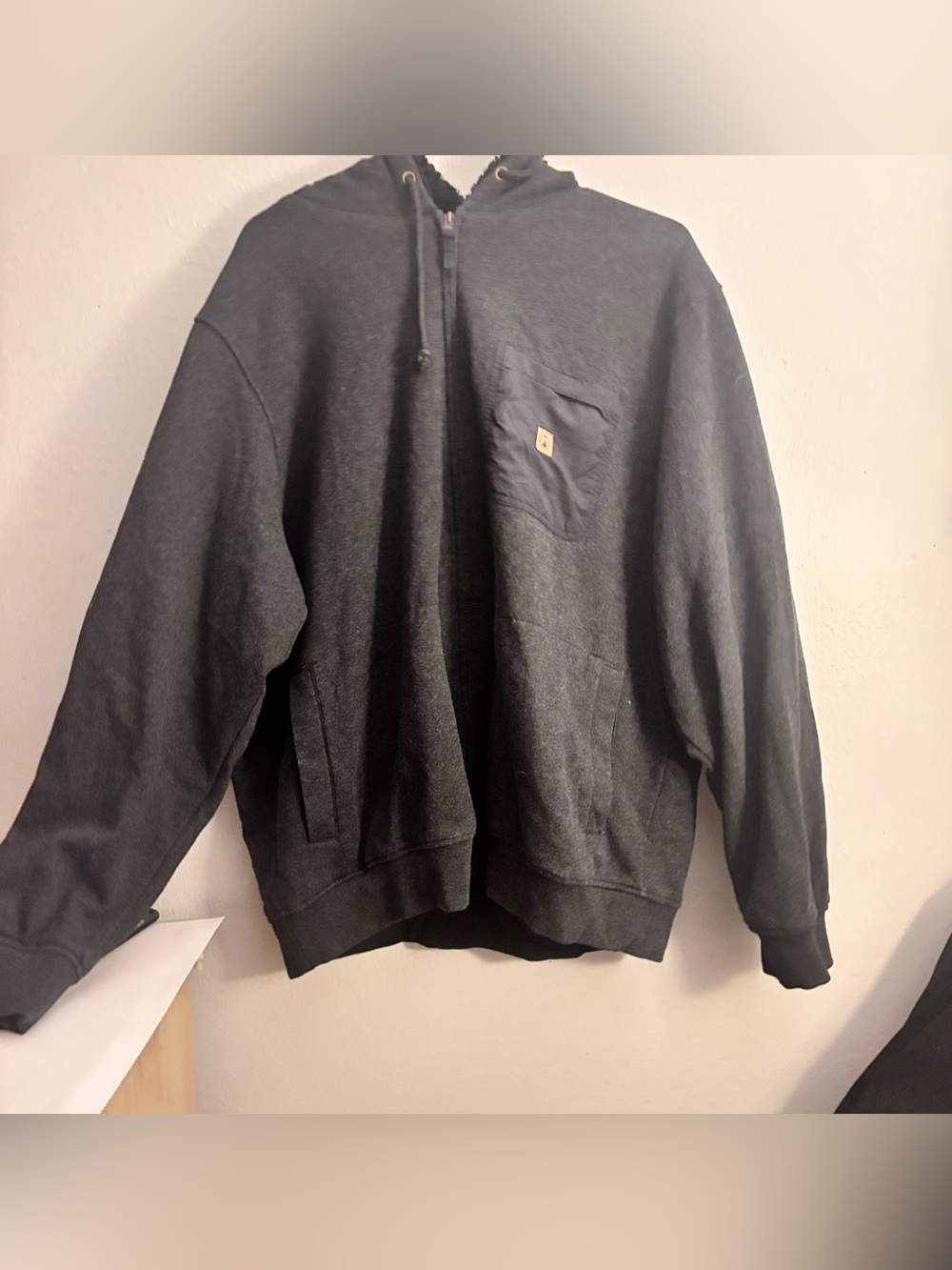 Coleman Black Zip-Up Hooded Sweater with Chest Pocket